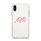 I love you like xo Apple iPhone Xs Impact Case Pink Edge on Silver Phone