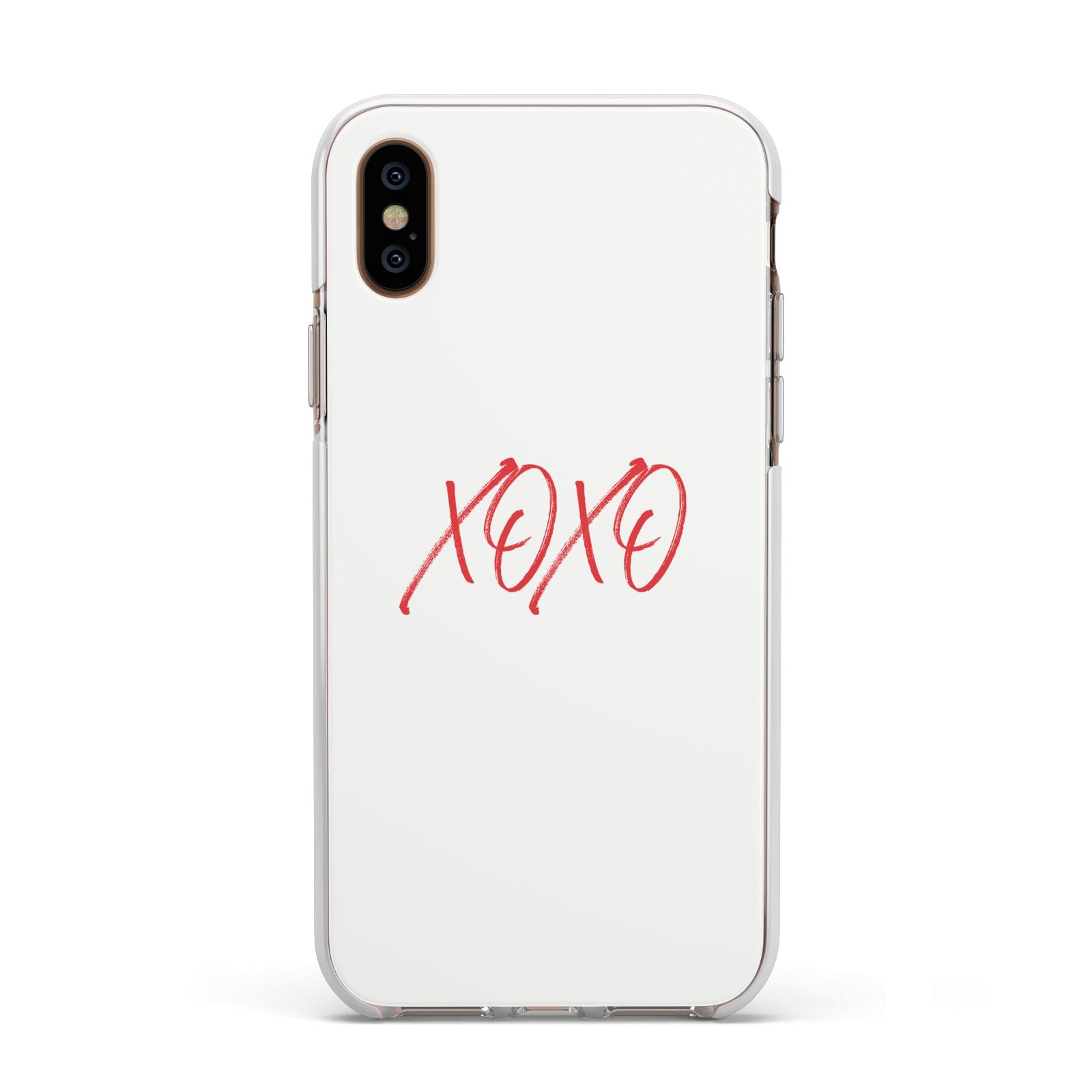 I love you like xo Apple iPhone Xs Impact Case White Edge on Gold Phone
