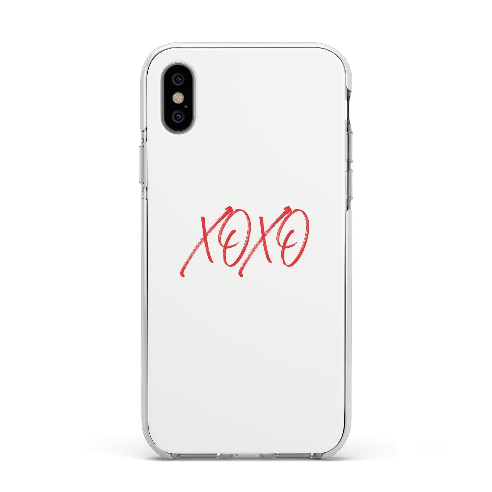 I love you like xo Apple iPhone Xs Impact Case White Edge on Silver Phone