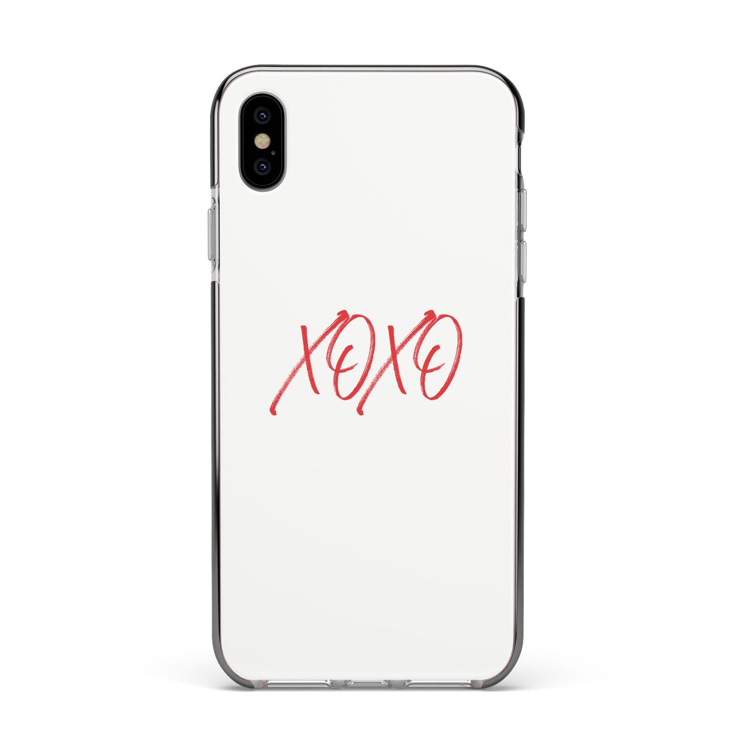 I love you like xo Apple iPhone Xs Max Impact Case Black Edge on Silver Phone
