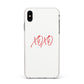 I love you like xo Apple iPhone Xs Max Impact Case White Edge on Silver Phone