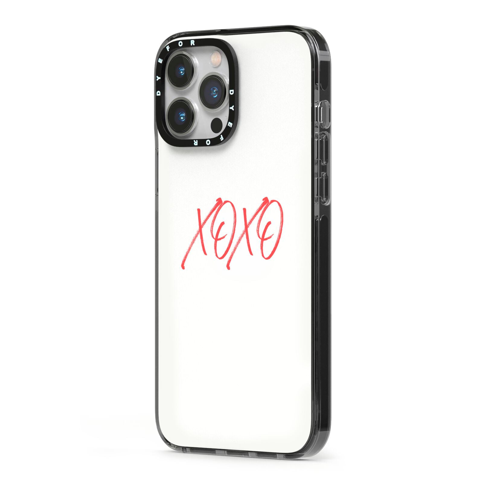 I love you like xo iPhone 13 Pro Max Black Impact Case Side Angle on Silver phone
