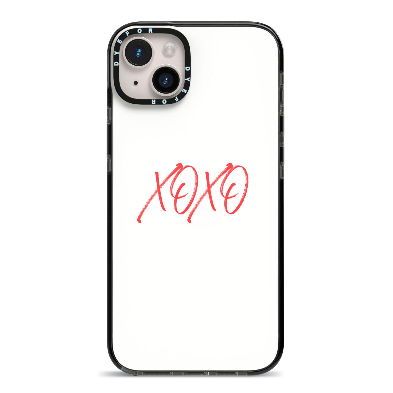 I love you like xo iPhone 14 Plus Black Impact Case on Silver phone