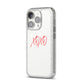 I love you like xo iPhone 14 Pro Glitter Tough Case Silver Angled Image