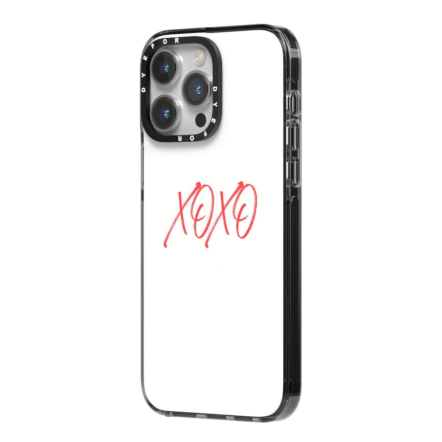 I love you like xo iPhone 14 Pro Max Black Impact Case Side Angle on Silver phone