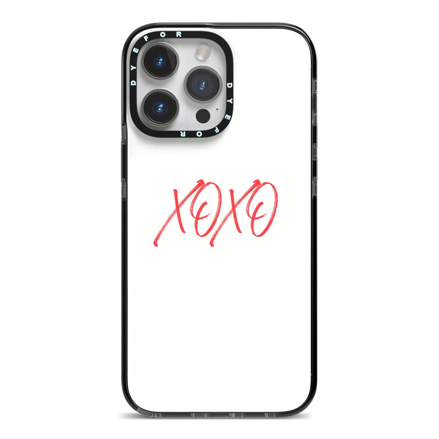 I love you like xo iPhone 14 Pro Max Black Impact Case on Silver phone