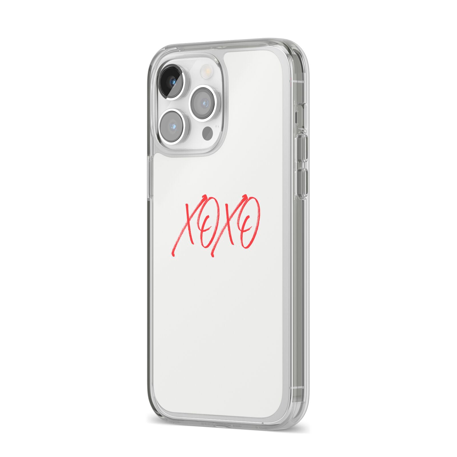 I love you like xo iPhone 14 Pro Max Clear Tough Case Silver Angled Image