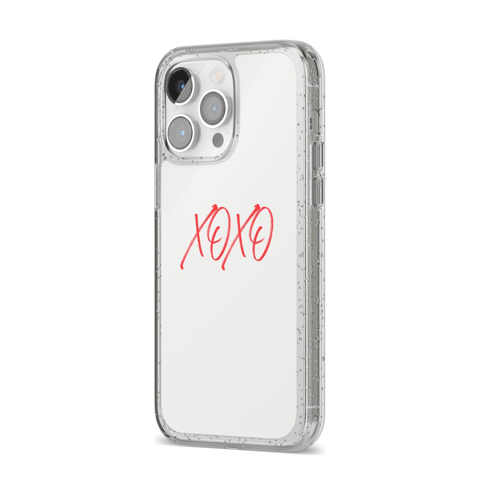 I love you like xo iPhone 14 Pro Max Glitter Tough Case Silver Angled Image