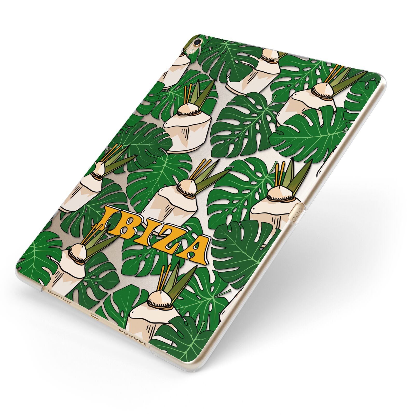 Ibiza Apple iPad Case on Gold iPad Side View