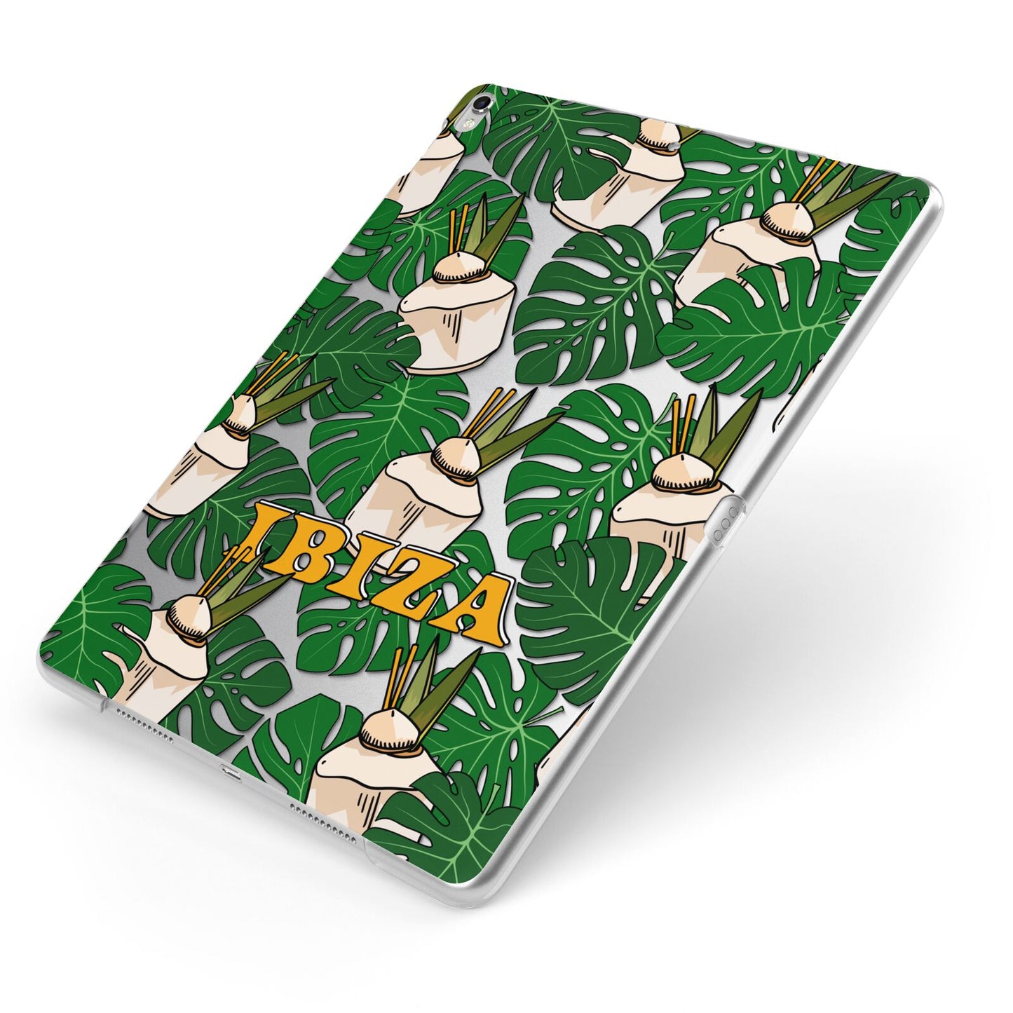 Ibiza Apple iPad Case on Silver iPad Side View