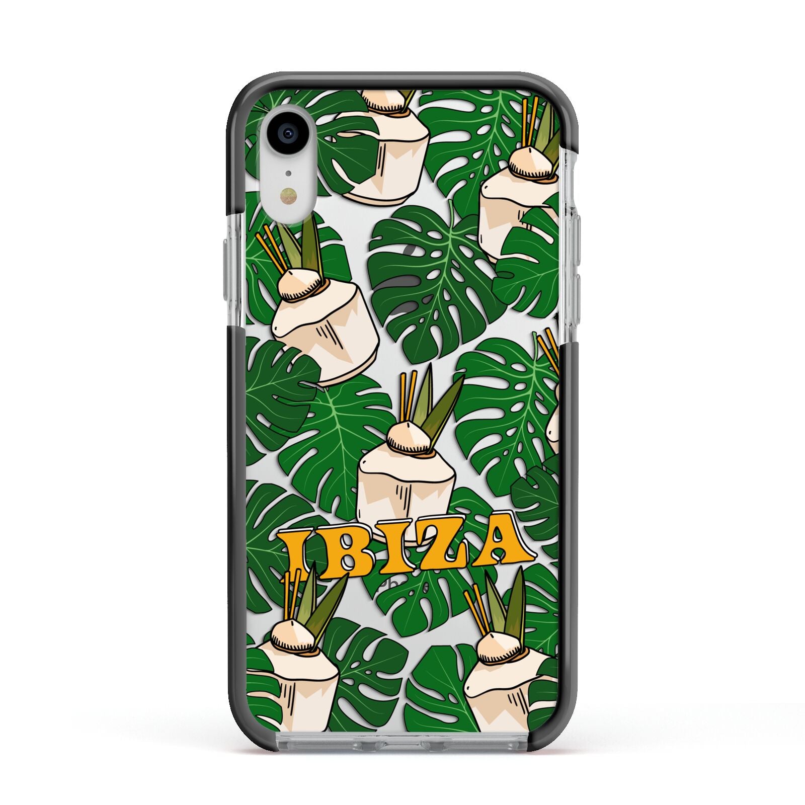 Ibiza Apple iPhone XR Impact Case Black Edge on Silver Phone