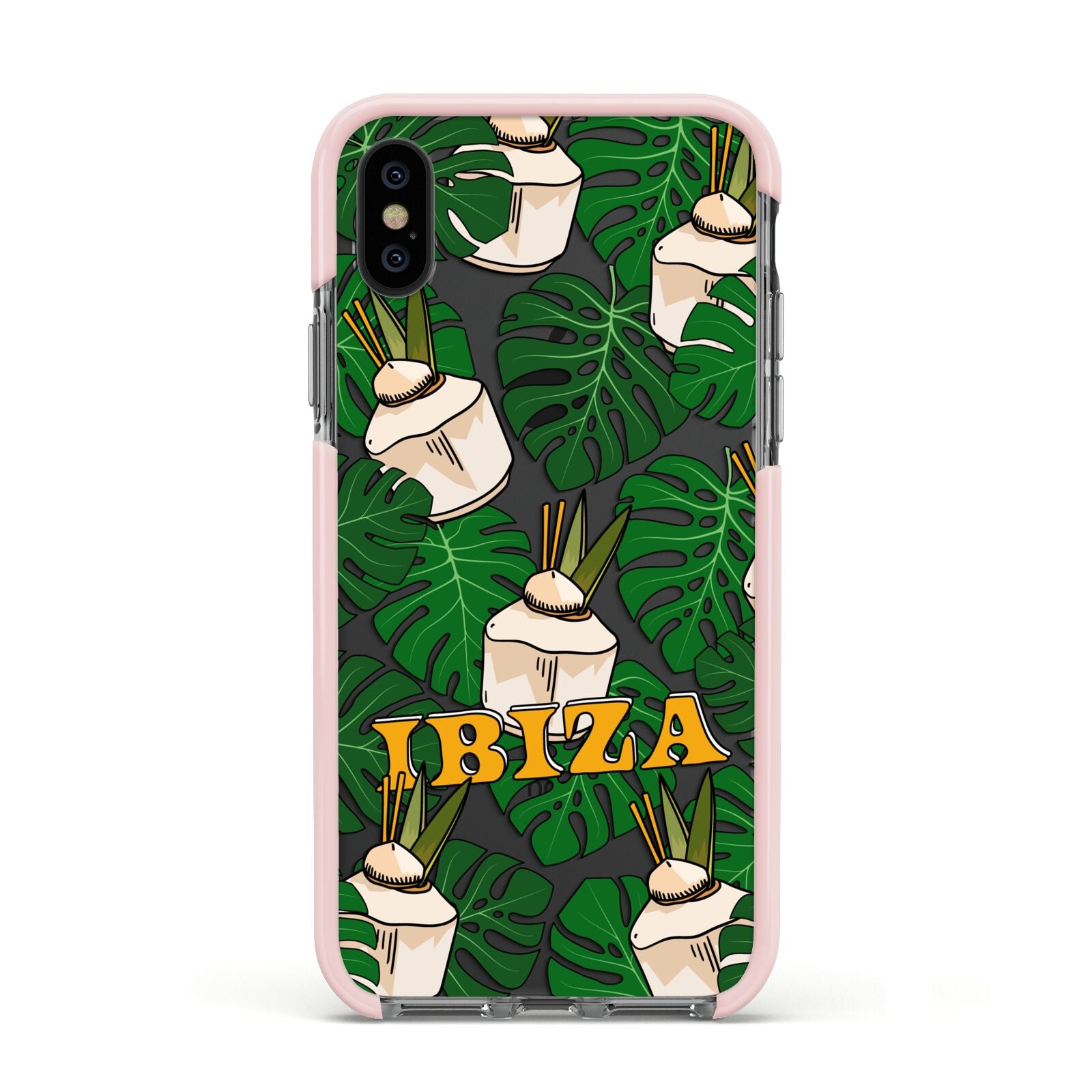 Ibiza Apple iPhone Xs Impact Case Pink Edge on Black Phone