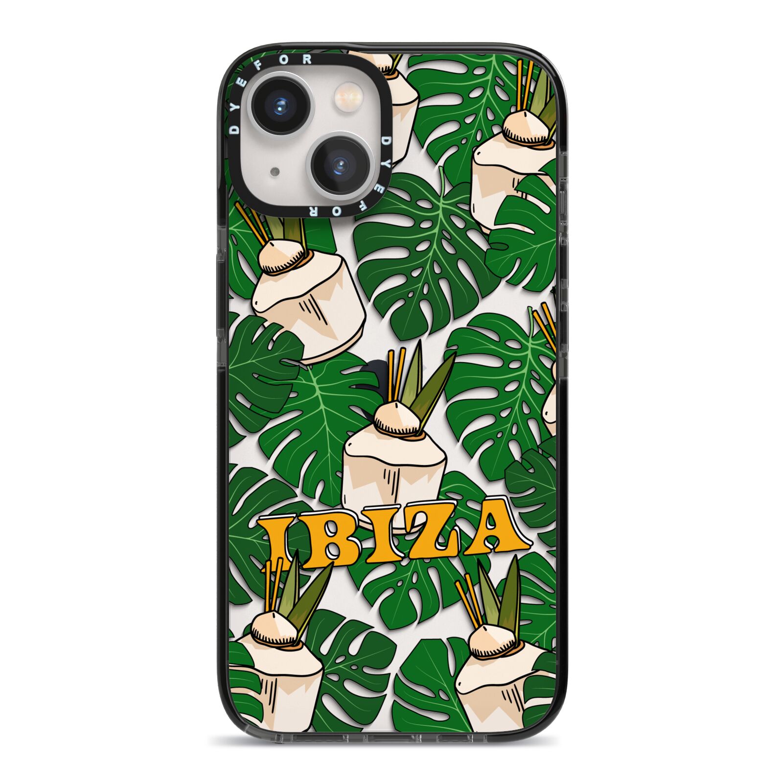 Ibiza iPhone 13 Black Impact Case on Silver phone