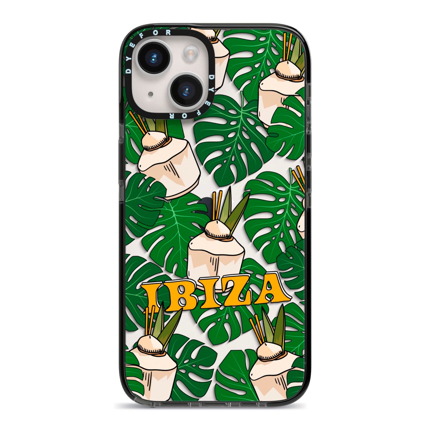 Ibiza iPhone 14 Black Impact Case on Silver phone