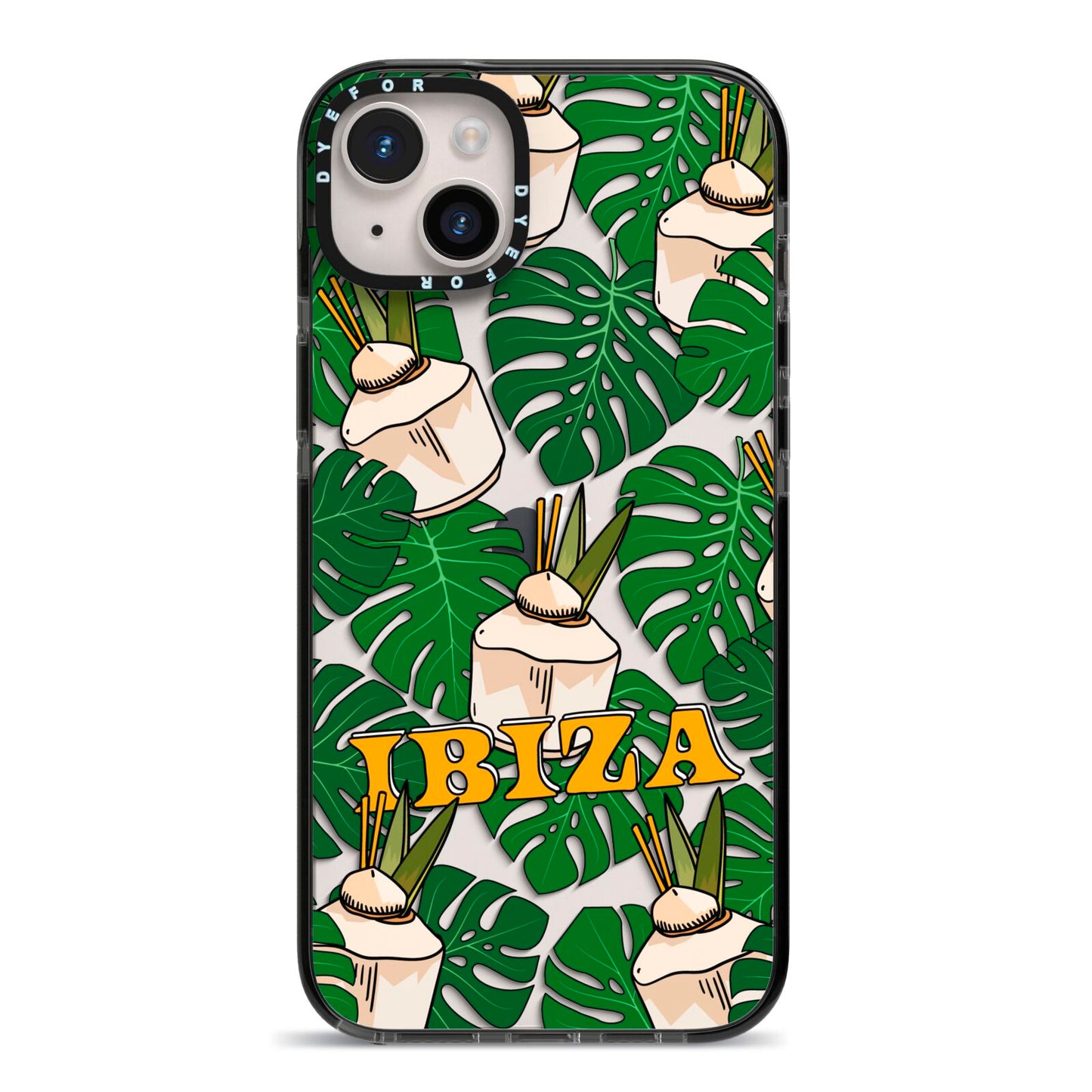 Ibiza iPhone 14 Plus Black Impact Case on Silver phone