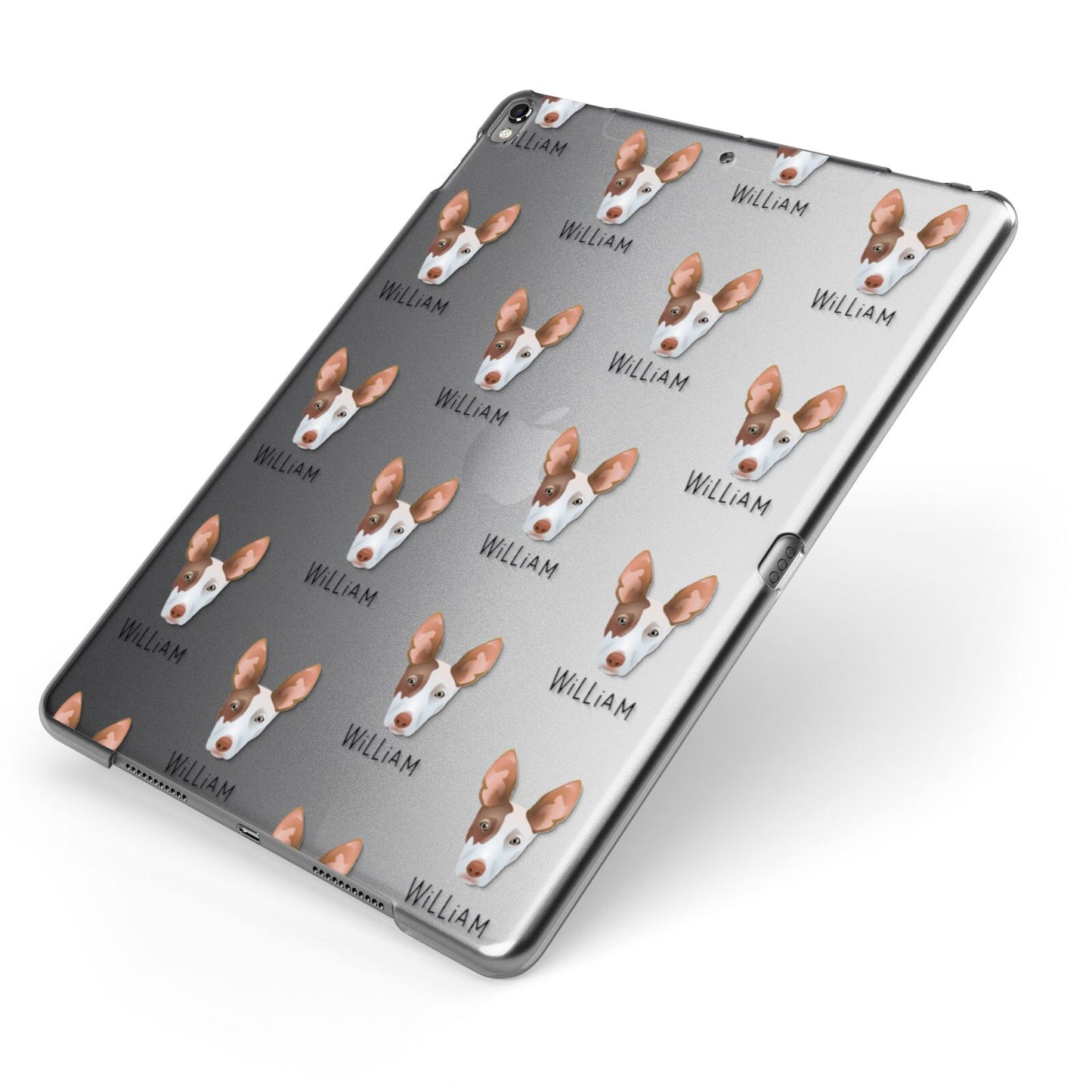 Ibizan Hound Icon with Name Apple iPad Case on Grey iPad Side View