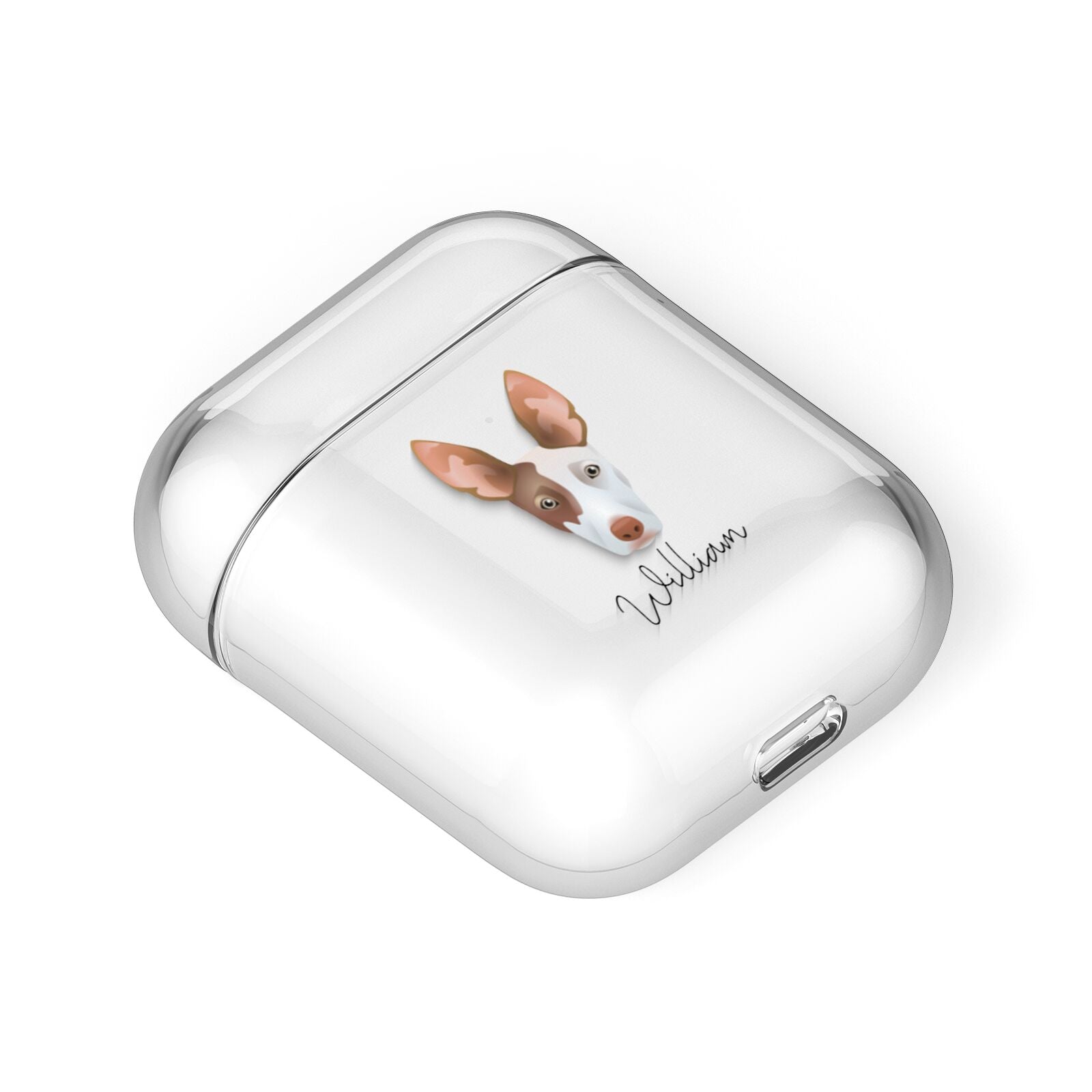 Ibizan Hound Personalised AirPods Case Laid Flat
