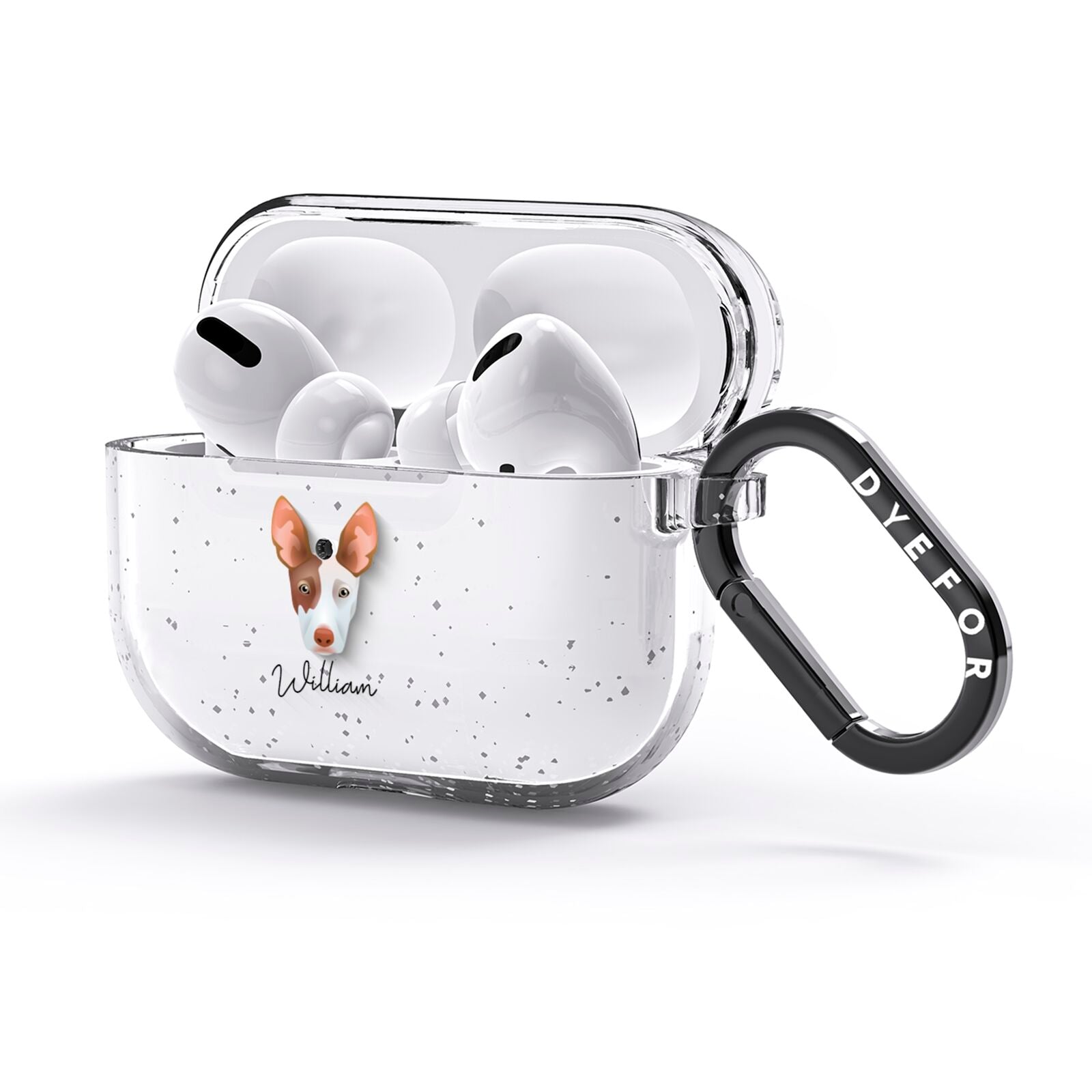 Ibizan Hound Personalised AirPods Glitter Case 3rd Gen Side Image