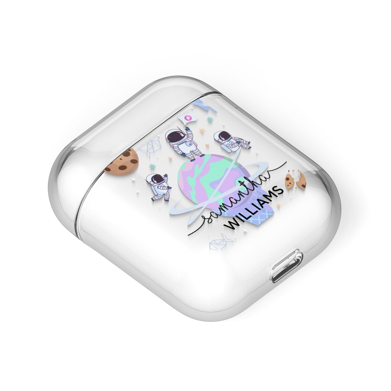 Ice Cream Planets with Name AirPods Case Laid Flat
