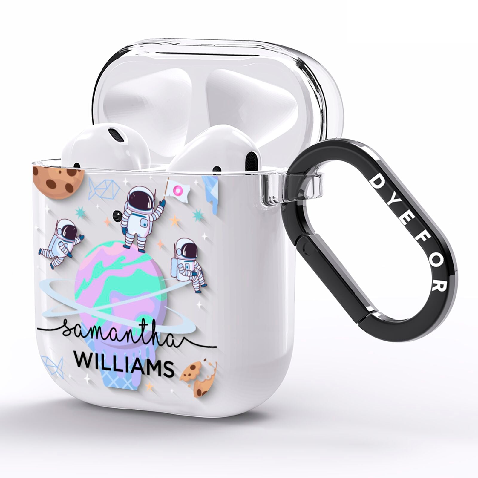 Ice Cream Planets with Name AirPods Clear Case Side Image