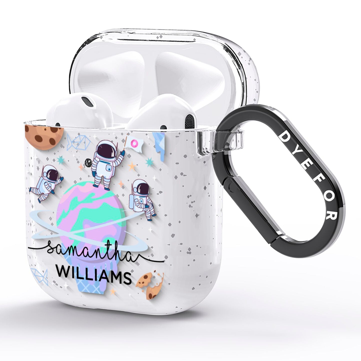 Ice Cream Planets with Name AirPods Glitter Case Side Image