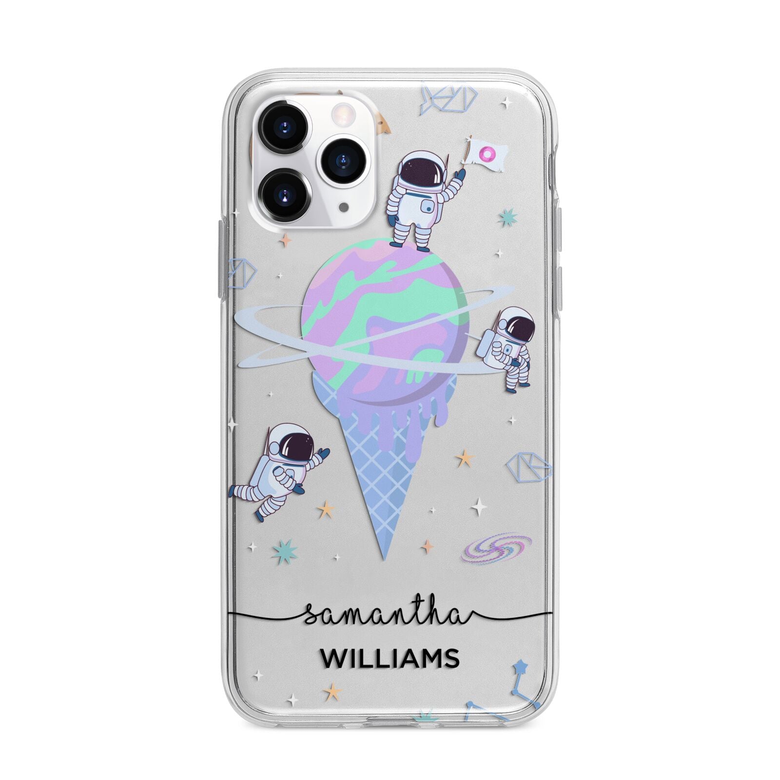 Ice Cream Planets with Name Apple iPhone 11 Pro Max in Silver with Bumper Case