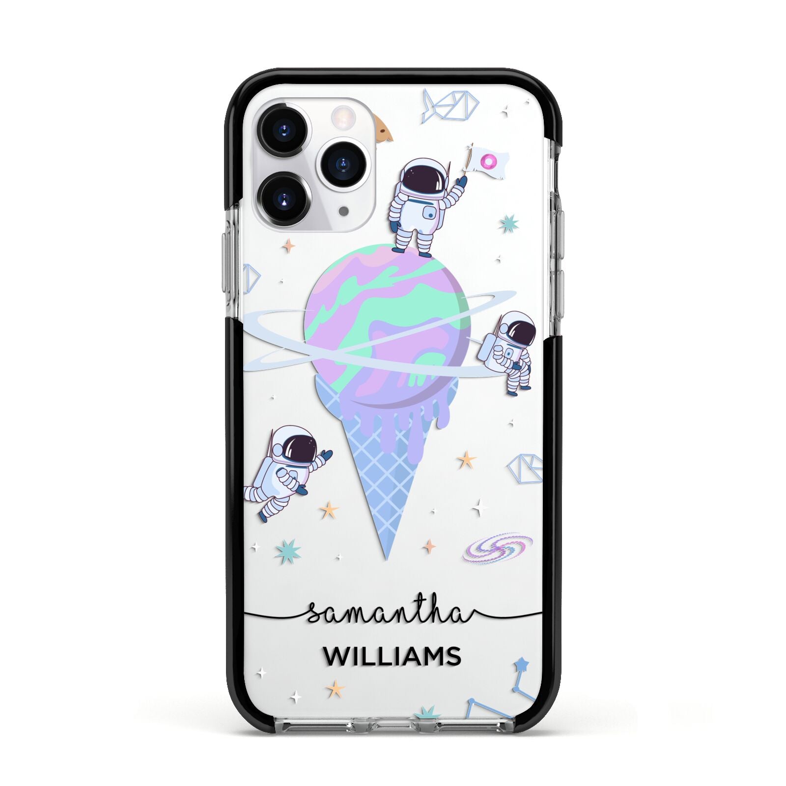 Ice Cream Planets with Name Apple iPhone 11 Pro in Silver with Black Impact Case