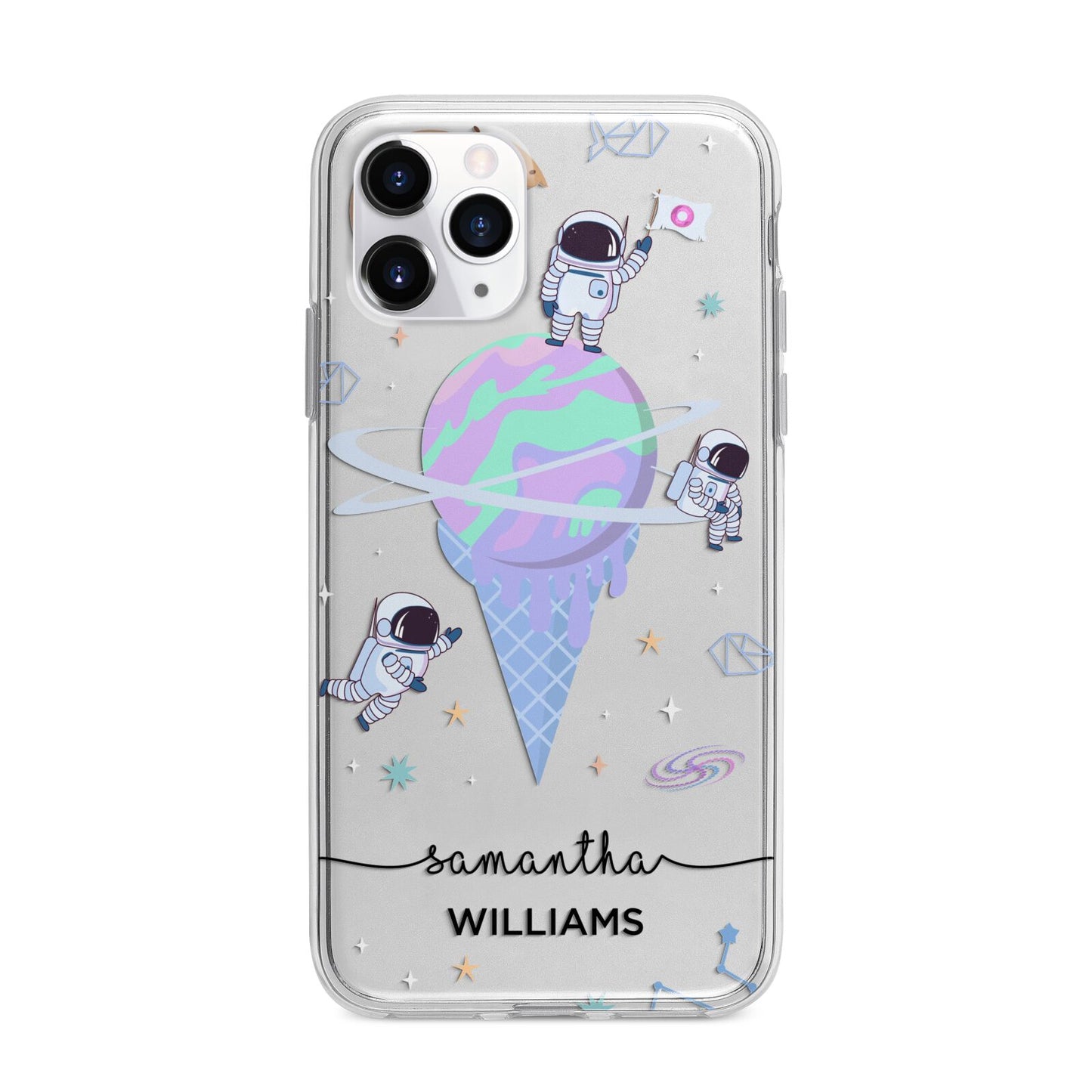 Ice Cream Planets with Name Apple iPhone 11 Pro in Silver with Bumper Case