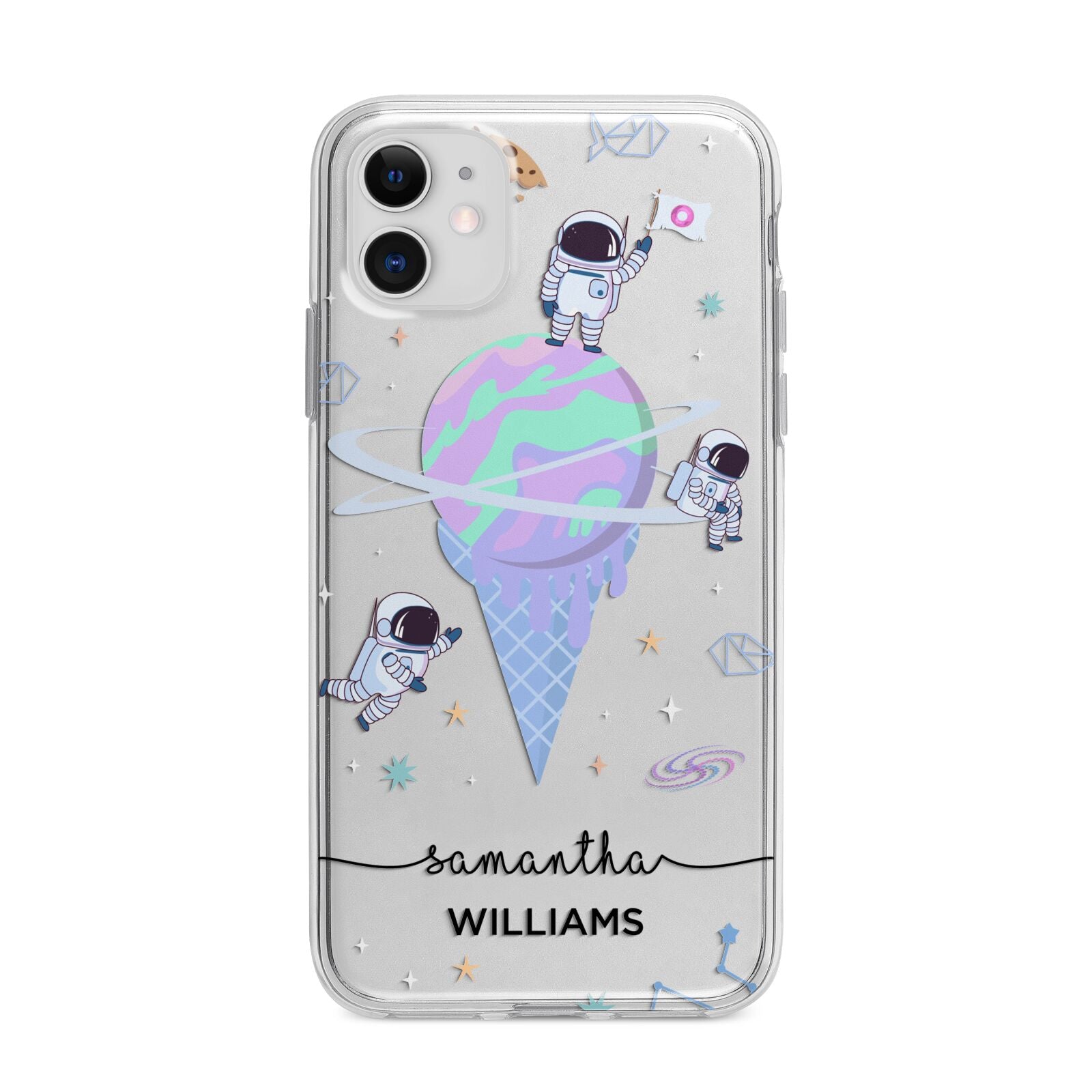 Ice Cream Planets with Name Apple iPhone 11 in White with Bumper Case