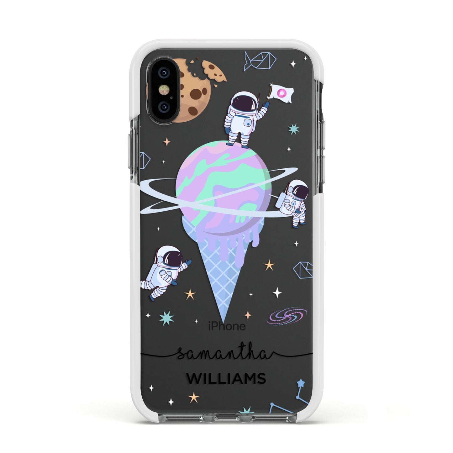 Ice Cream Planets with Name Apple iPhone Xs Impact Case White Edge on Black Phone