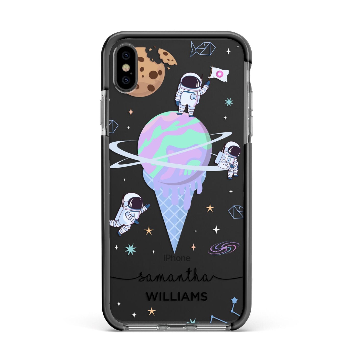 Ice Cream Planets with Name Apple iPhone Xs Max Impact Case Black Edge on Black Phone