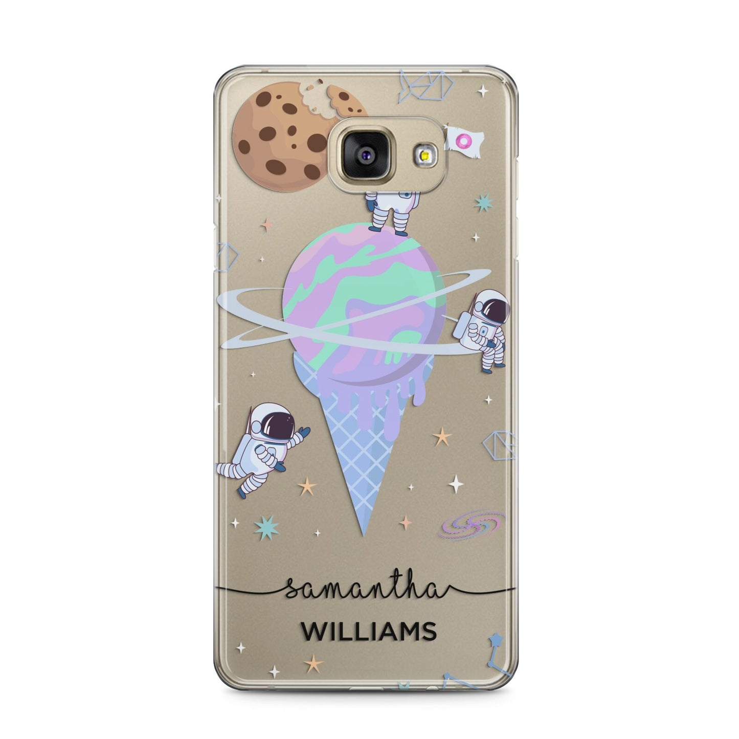 Ice Cream Planets with Name Samsung Galaxy A5 2016 Case on gold phone