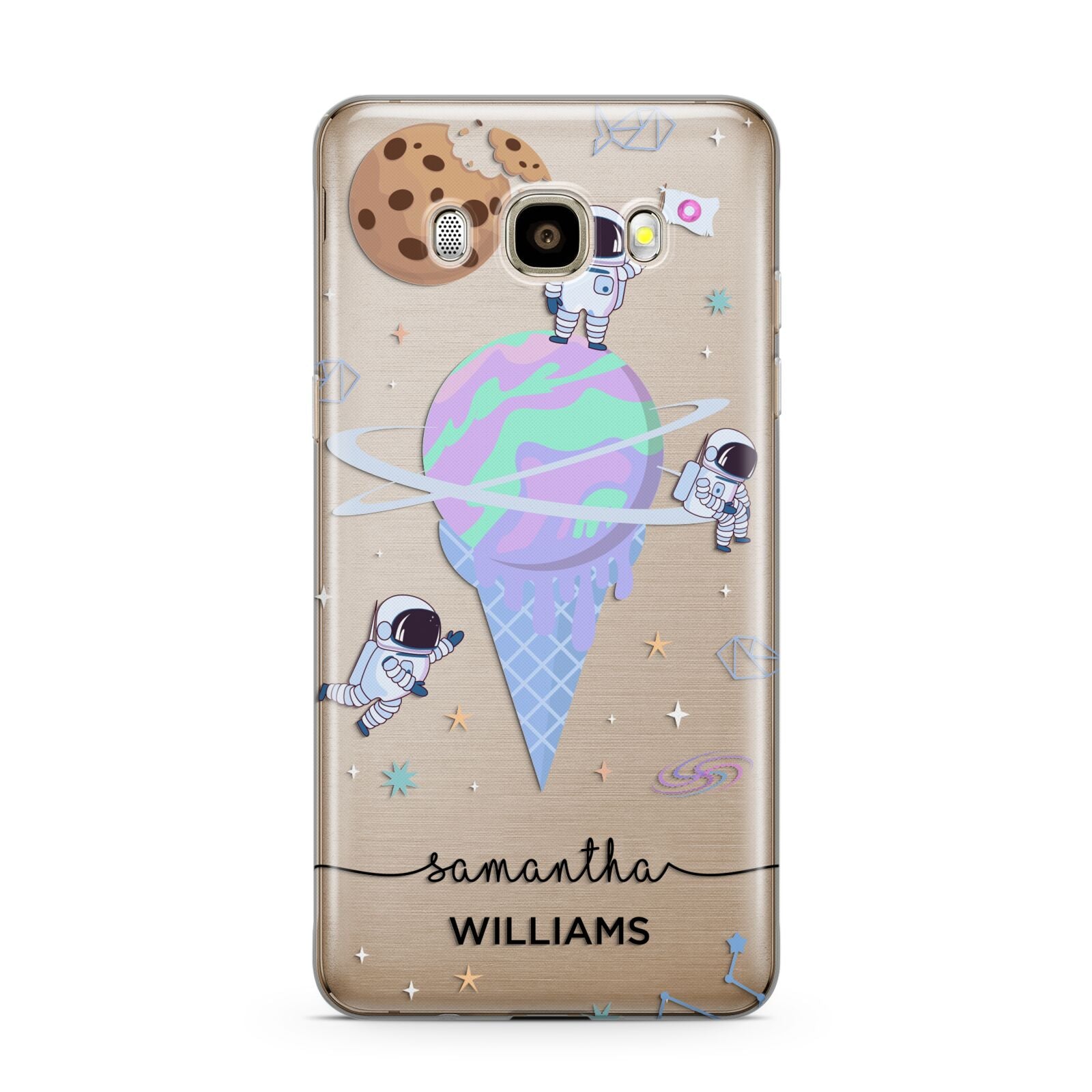 Ice Cream Planets with Name Samsung Galaxy J7 2016 Case on gold phone