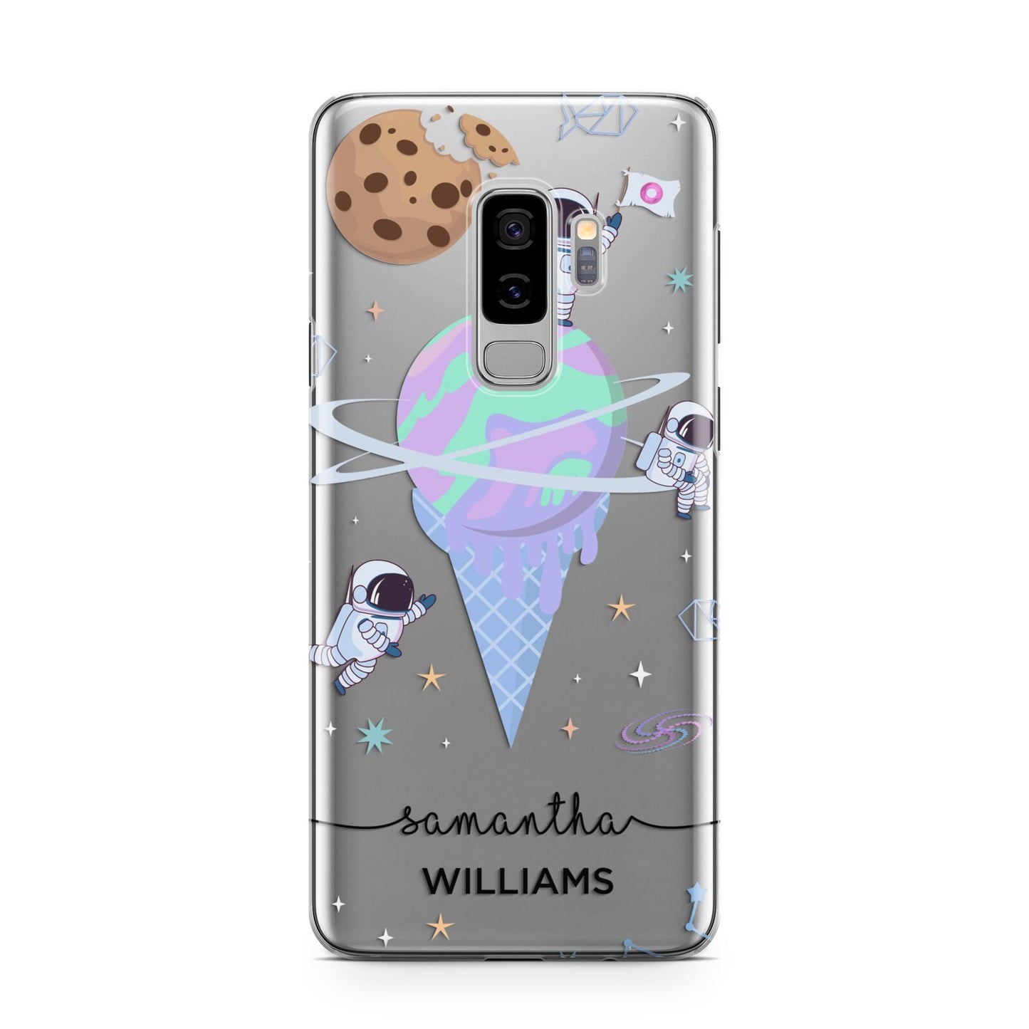 Ice Cream Planets with Name Samsung Galaxy S9 Plus Case on Silver phone