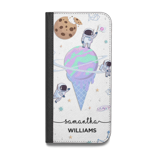 Ice Cream Planets with Name Vegan Leather Flip Samsung Case