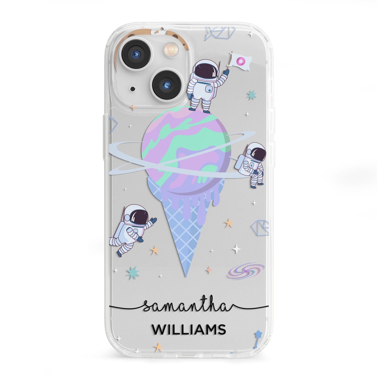 Ice Cream Planets with Name iPhone 13 Mini Clear Bumper Case