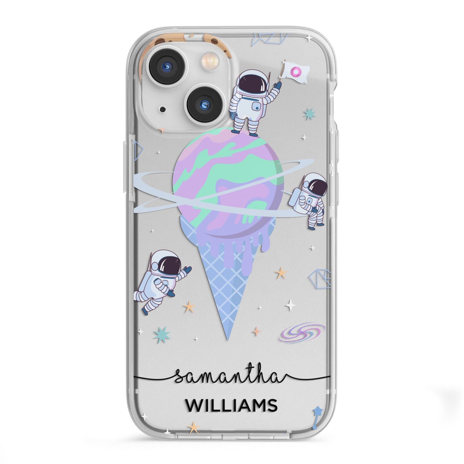 Ice Cream Planets with Name iPhone 13 Mini TPU Impact Case with White Edges