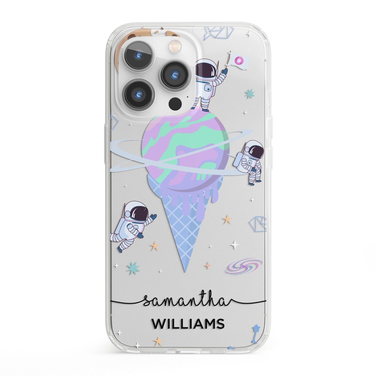 Ice Cream Planets with Name iPhone 13 Pro Clear Bumper Case