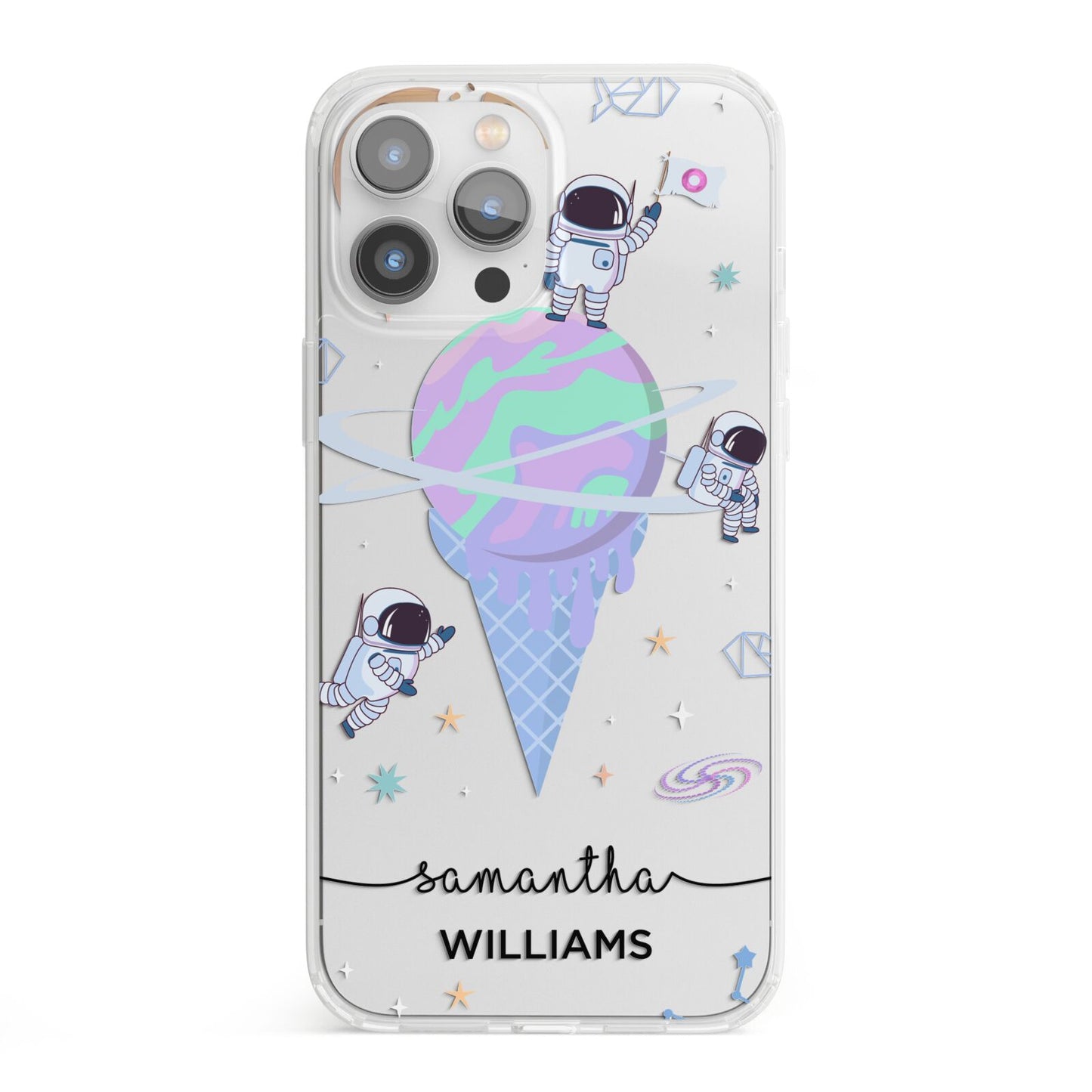 Ice Cream Planets with Name iPhone 13 Pro Max Clear Bumper Case