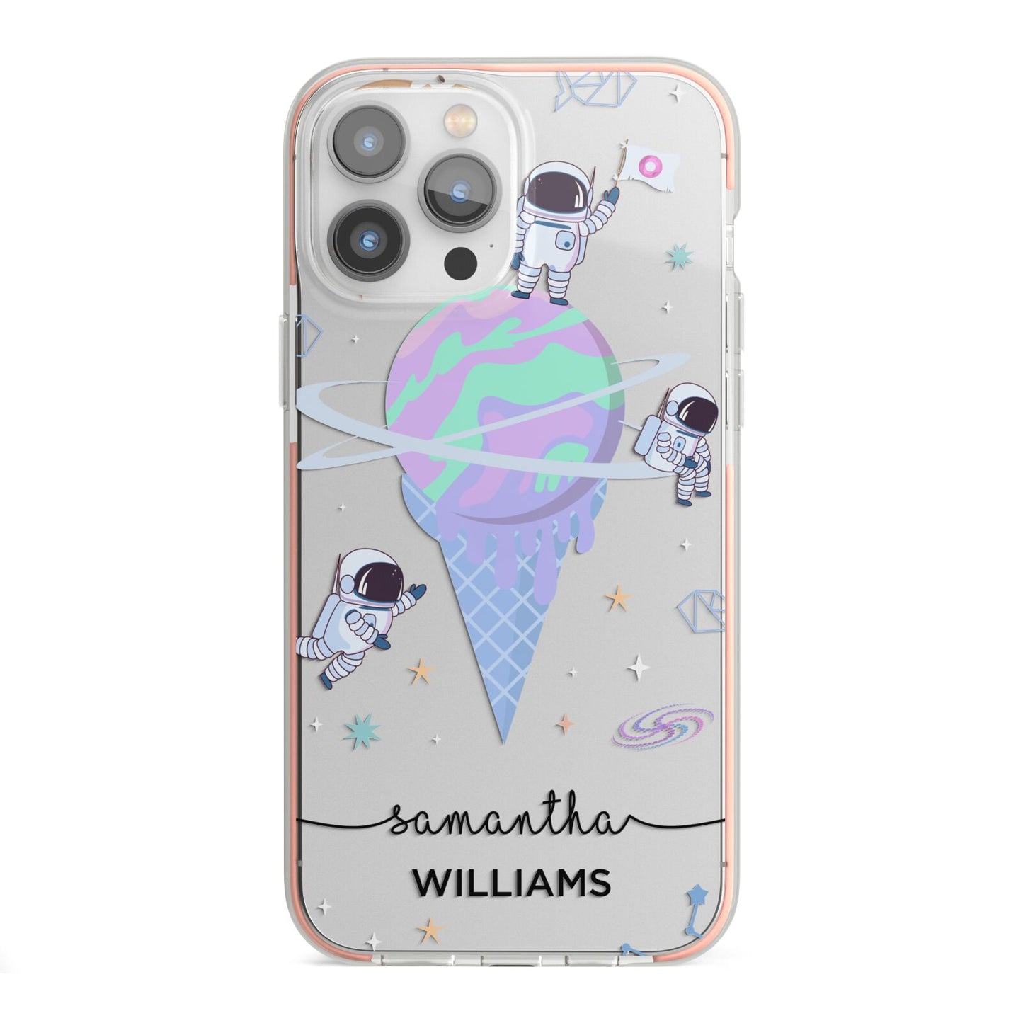 Ice Cream Planets with Name iPhone 13 Pro Max TPU Impact Case with Pink Edges