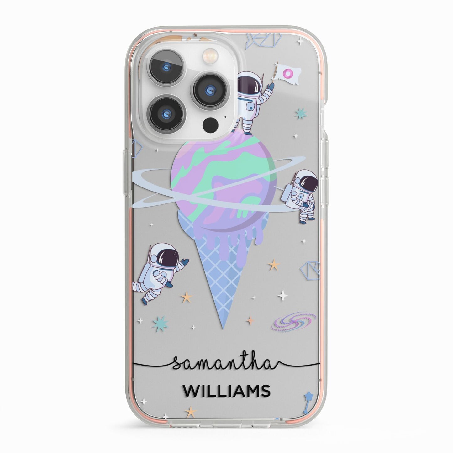 Ice Cream Planets with Name iPhone 13 Pro TPU Impact Case with Pink Edges