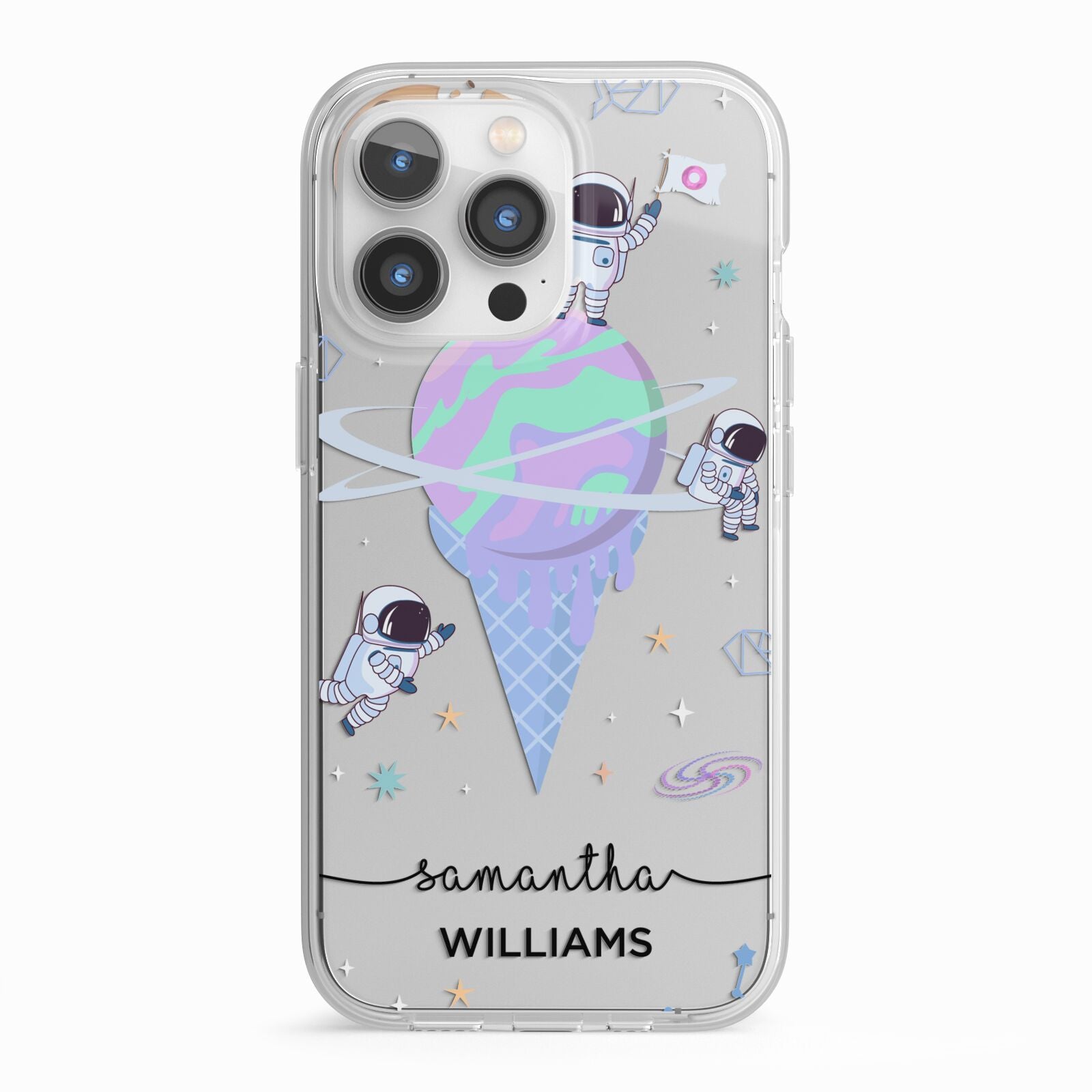 Ice Cream Planets with Name iPhone 13 Pro TPU Impact Case with White Edges