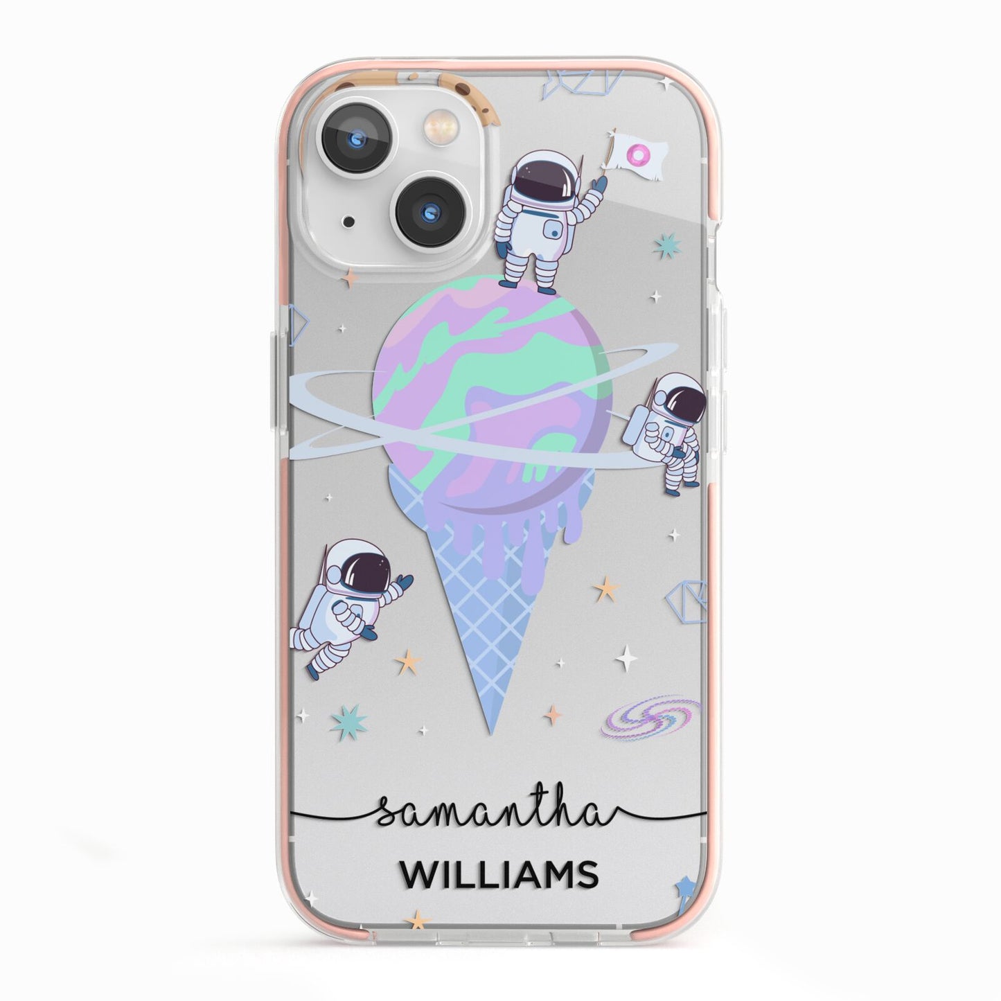 Ice Cream Planets with Name iPhone 13 TPU Impact Case with Pink Edges