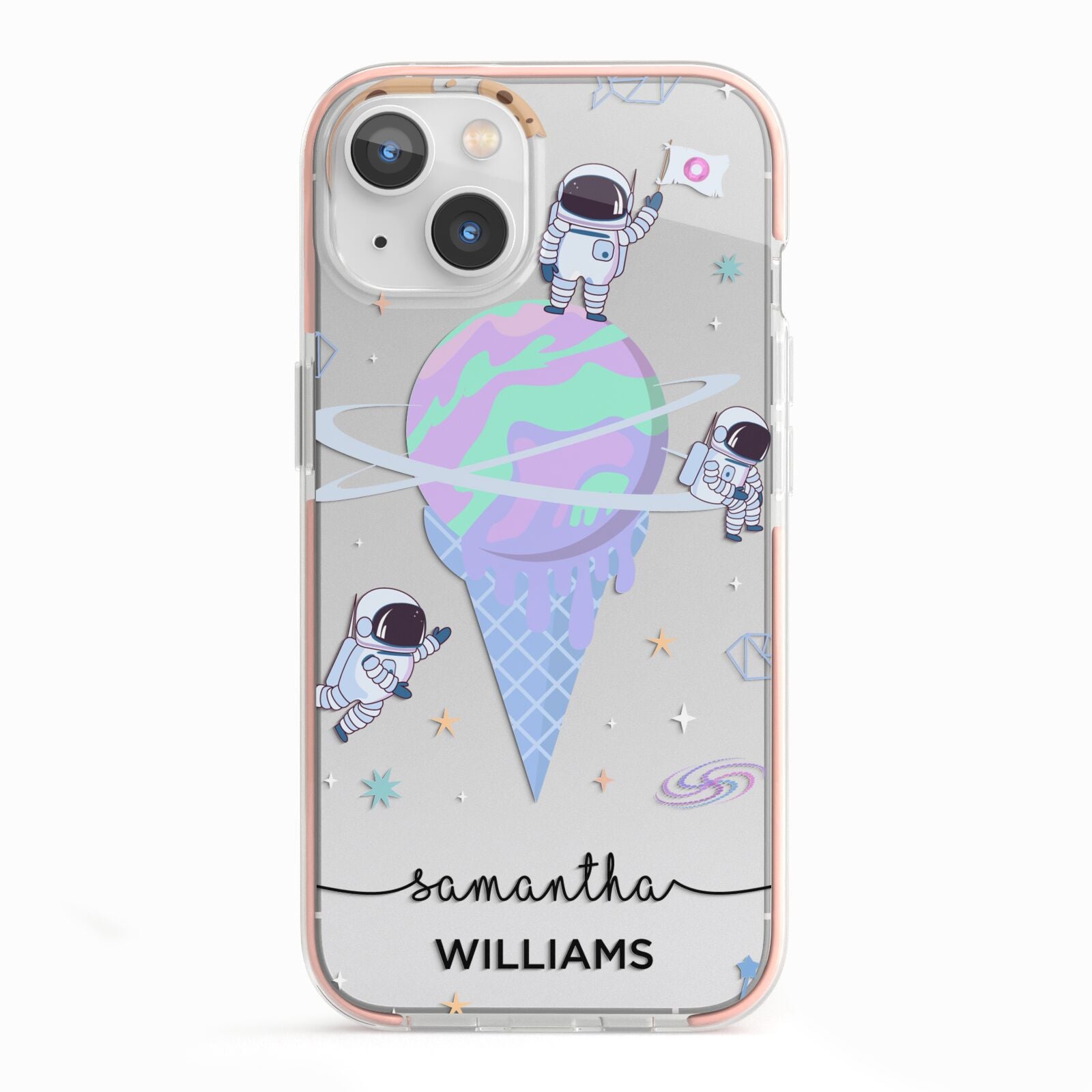 Ice Cream Planets with Name iPhone 13 TPU Impact Case with Pink Edges