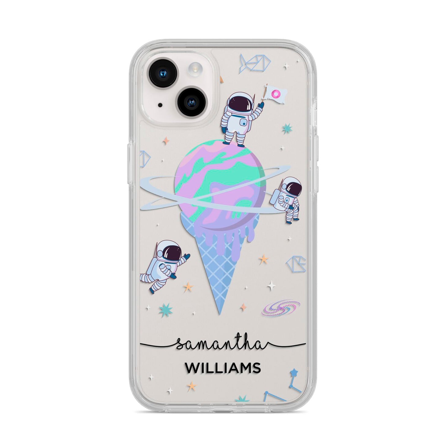 Ice Cream Planets with Name iPhone 14 Plus Clear Tough Case Starlight