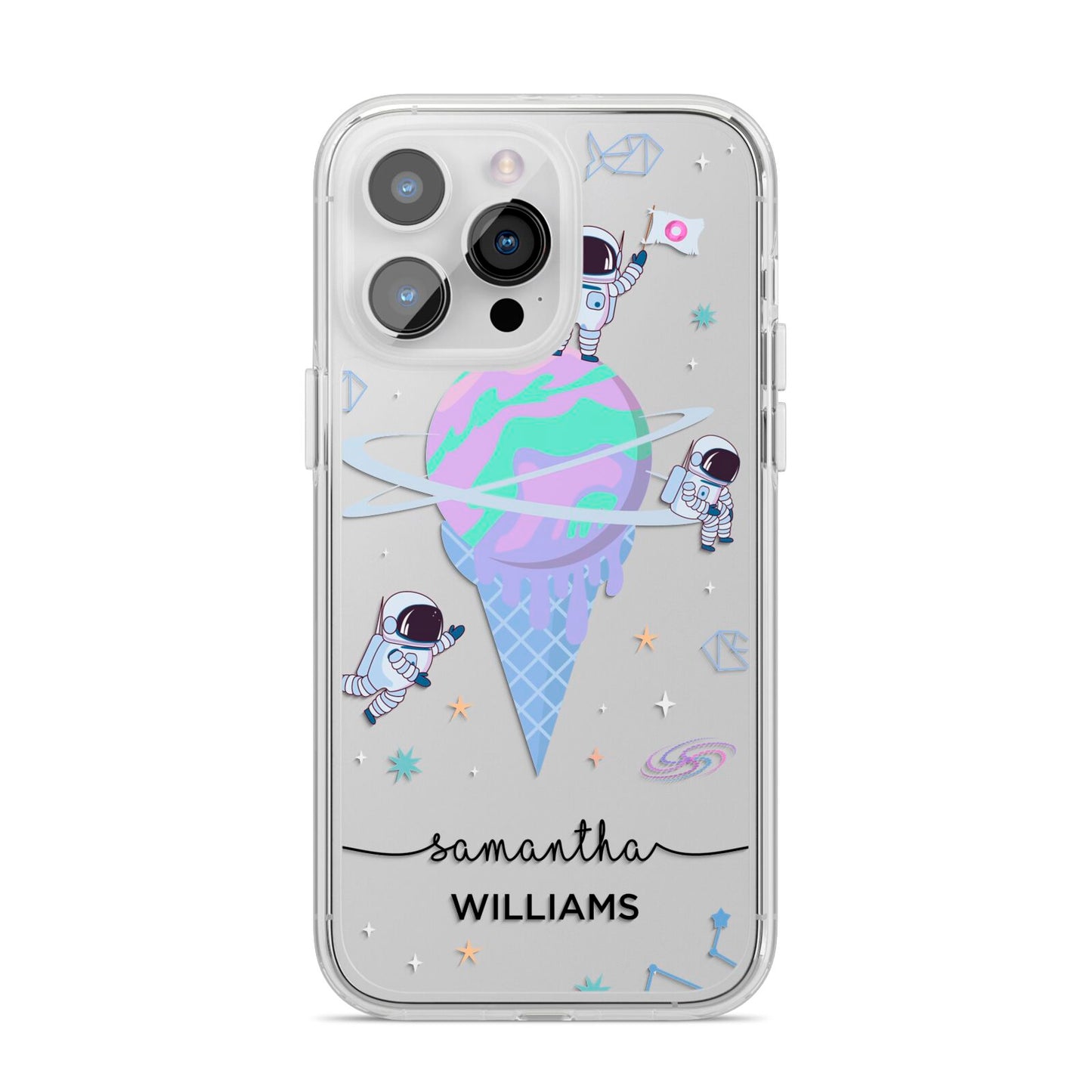 Ice Cream Planets with Name iPhone 14 Pro Max Clear Tough Case Silver