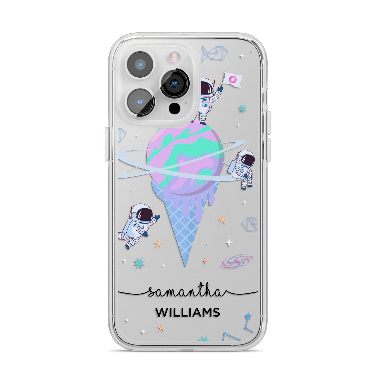 Ice Cream Planets with Name iPhone 14 Pro Max Clear Tough Case Silver