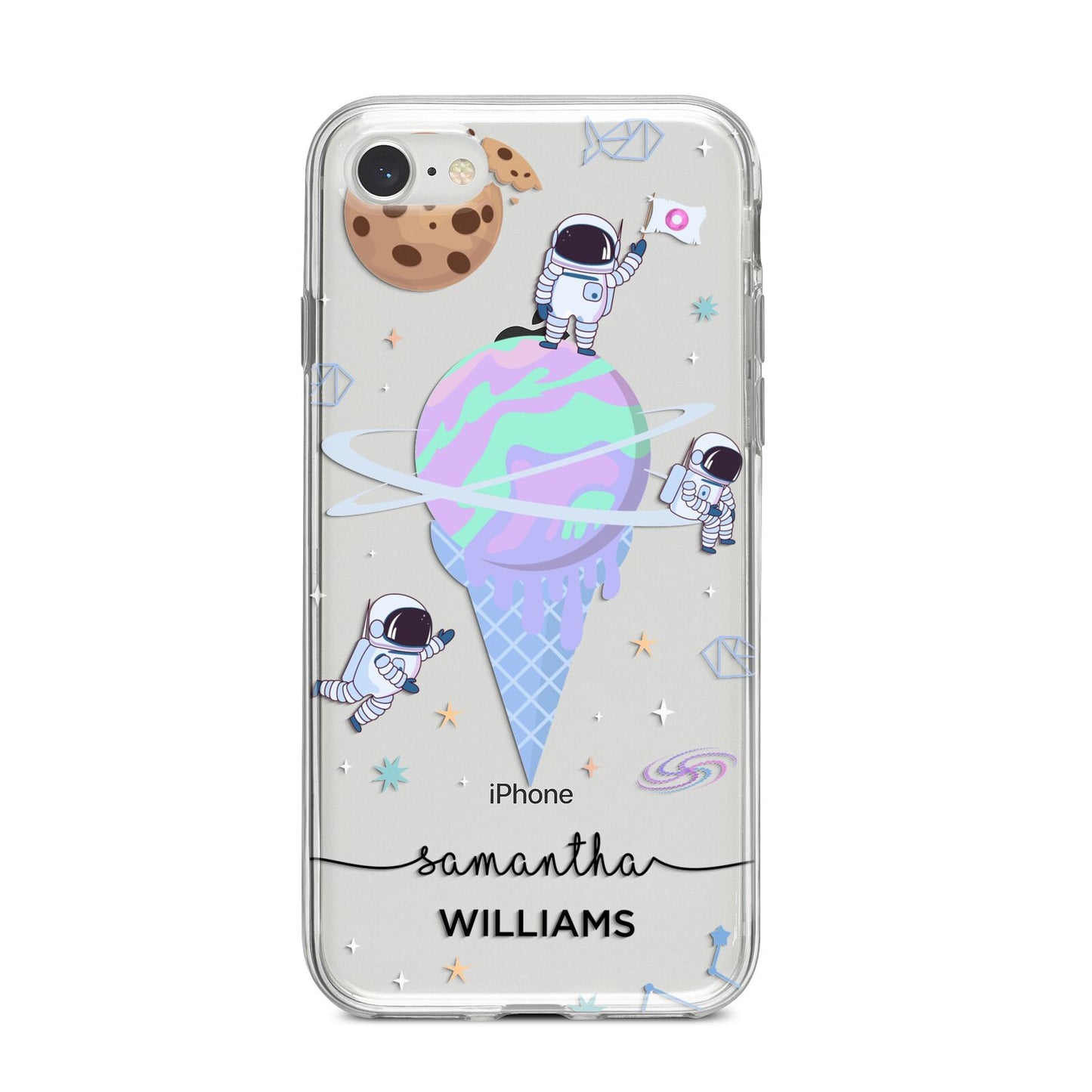 Ice Cream Planets with Name iPhone 8 Bumper Case on Silver iPhone