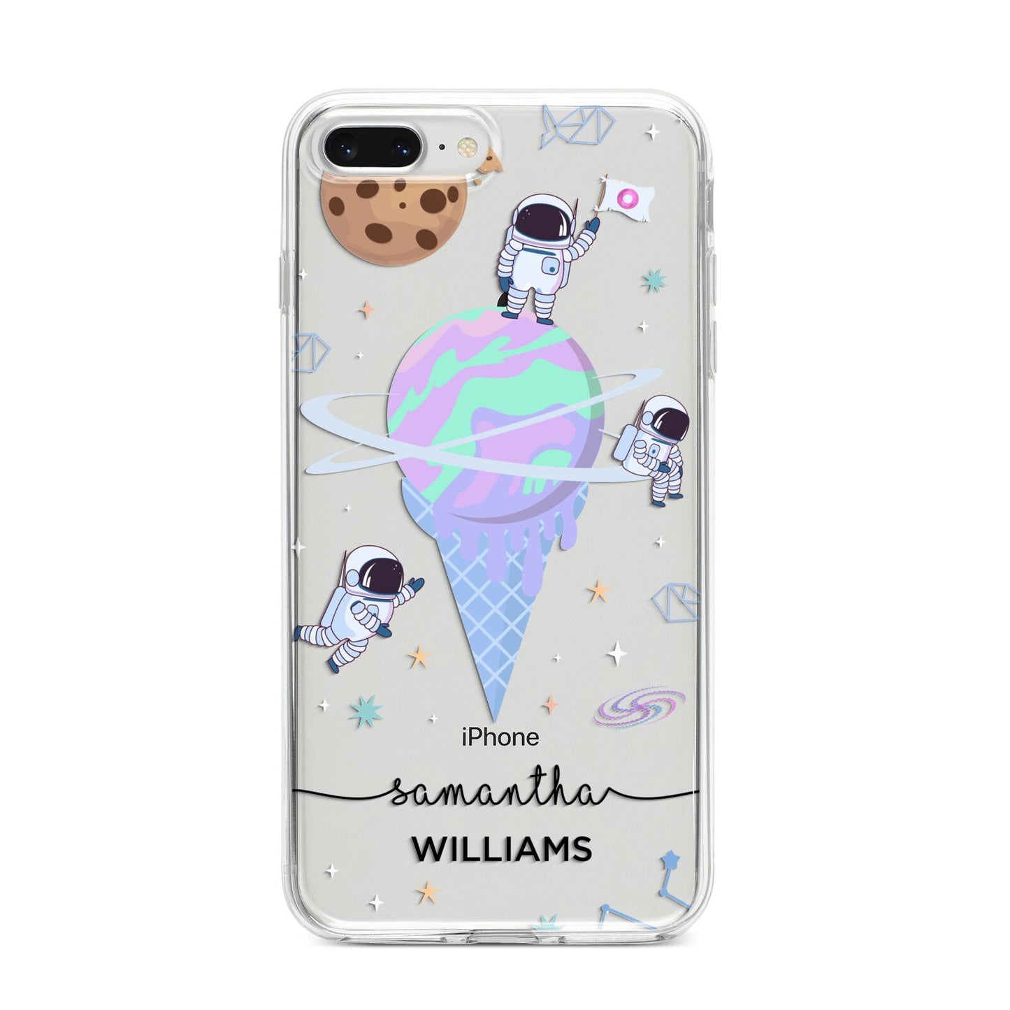 Ice Cream Planets with Name iPhone 8 Plus Bumper Case on Silver iPhone