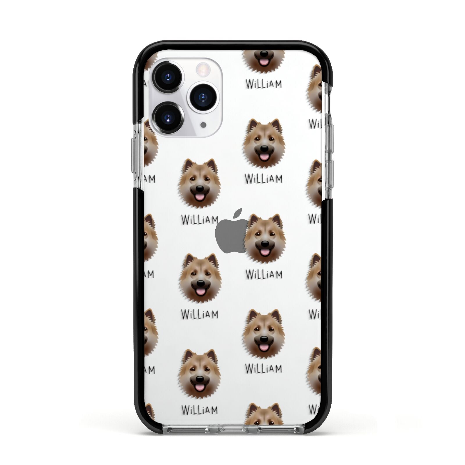 Icelandic Sheepdog Icon with Name Apple iPhone 11 Pro in Silver with Black Impact Case
